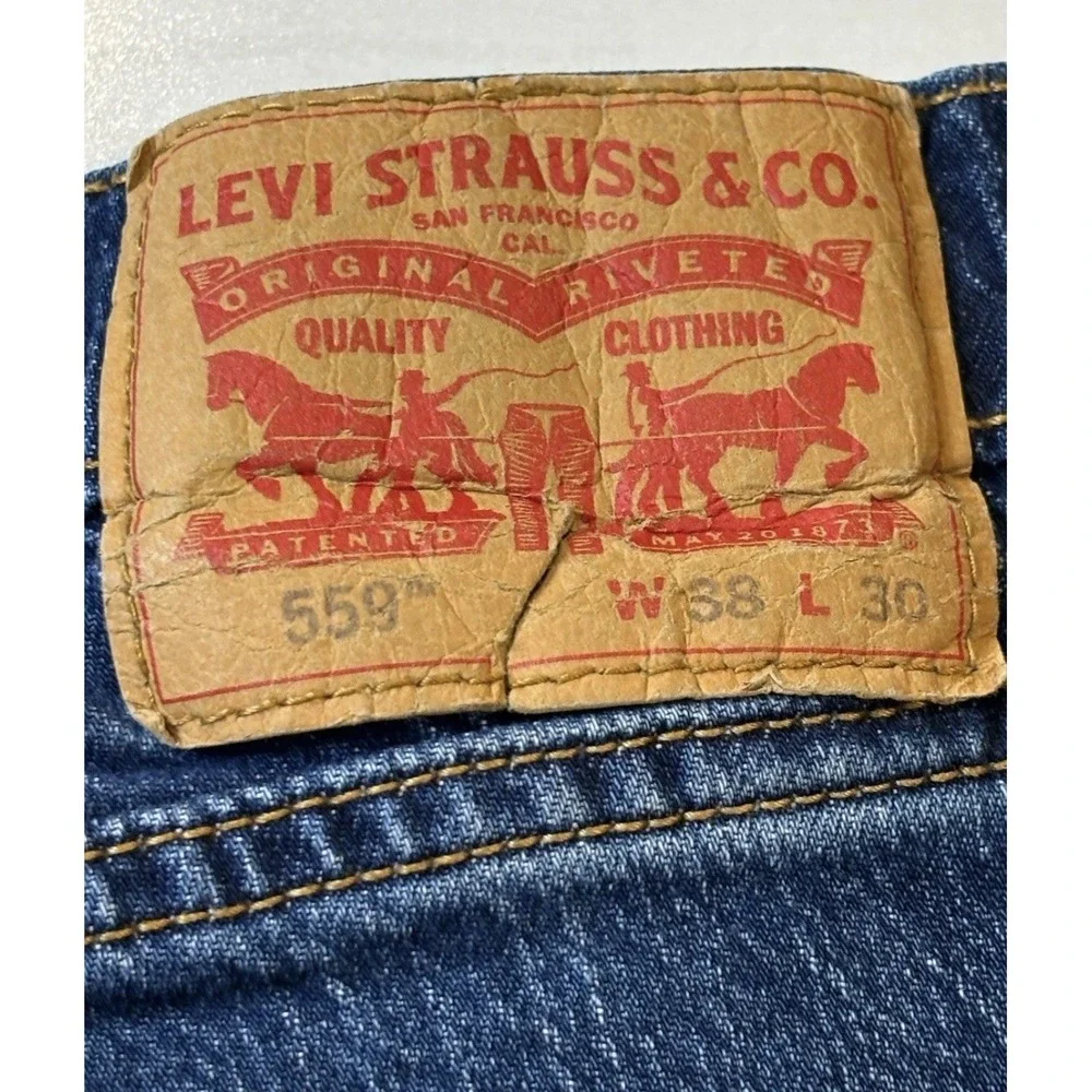Levi's 559 Relaxed Straight Jeans Men 38X30 Blue‎ Denim Y2K Early 2000s Vietnam
